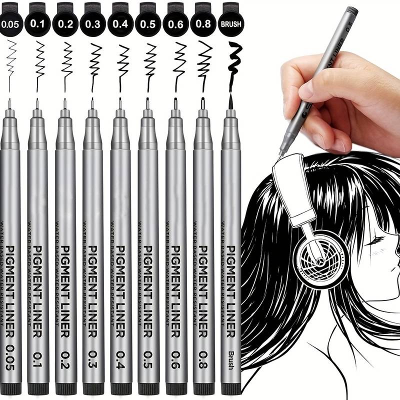 9pcs Felt Tip Pens,drawing Pens,waterproof Pen,art Pens,fineliner  Pens,anime Pens,ink Pens For Drawing,outline Pens,sketching Pens,drawing  Pens For Ar